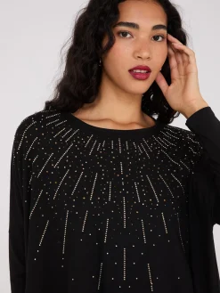 Rhinestone Handkerchief Hem Tunic Top