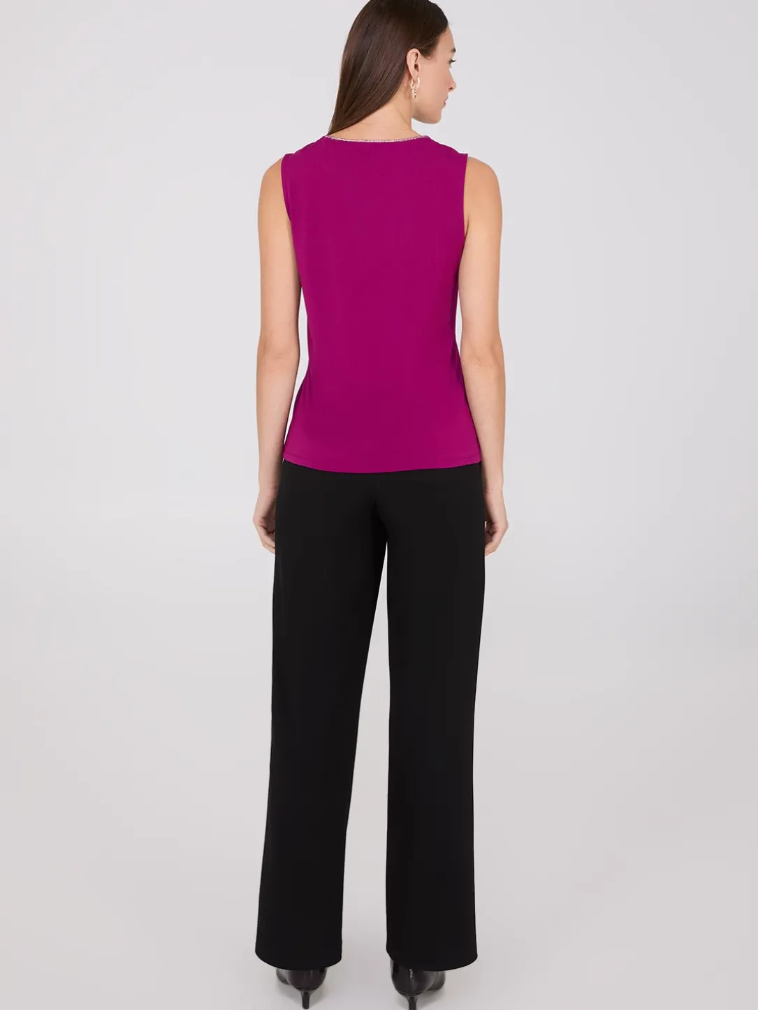 Rhinestone Neckline Sleeveless Top