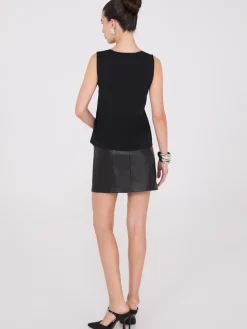 Rhinestone Neckline Sleeveless Top