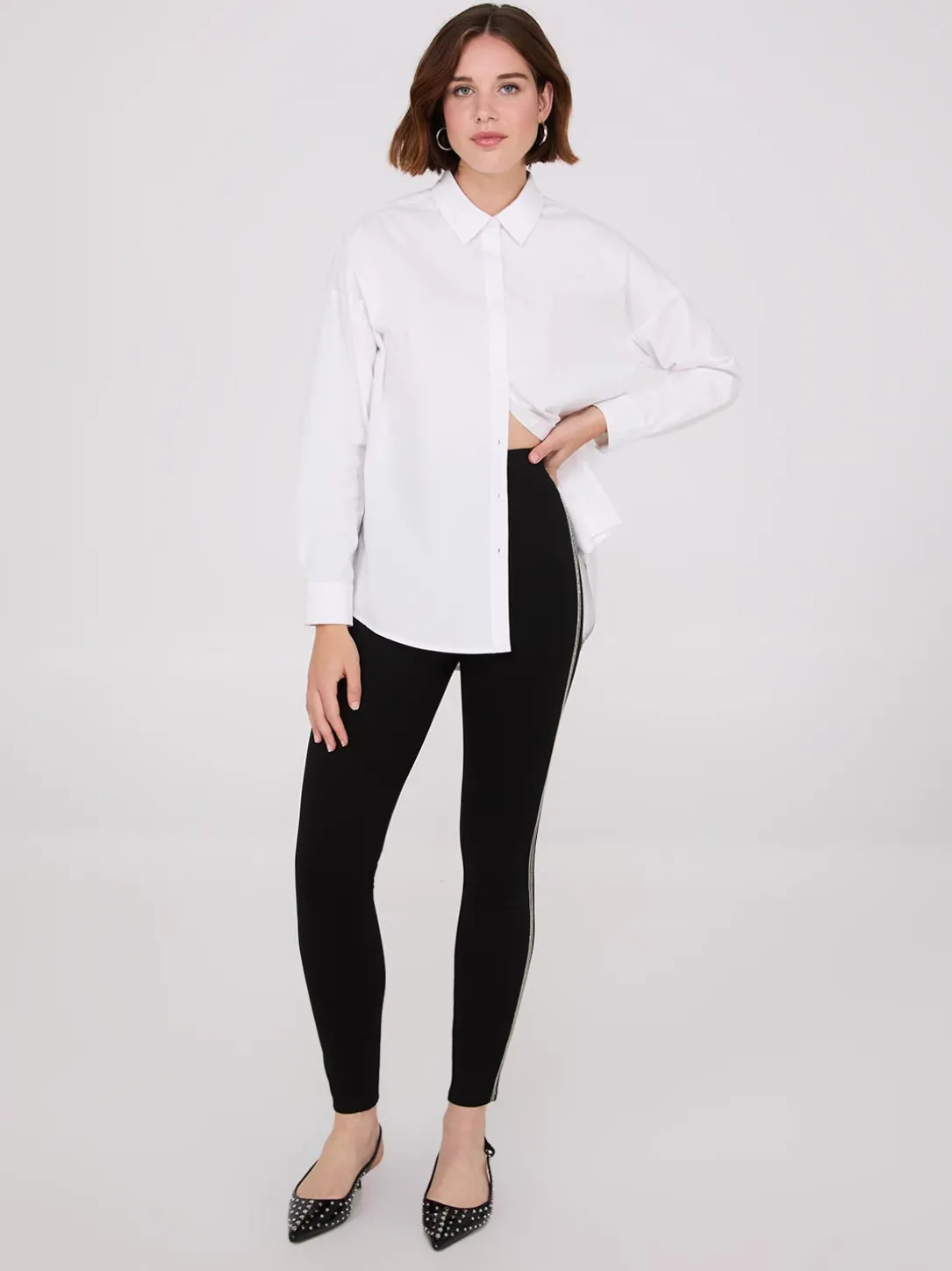 Rhinestone Side Trim Skinny Leg Pants