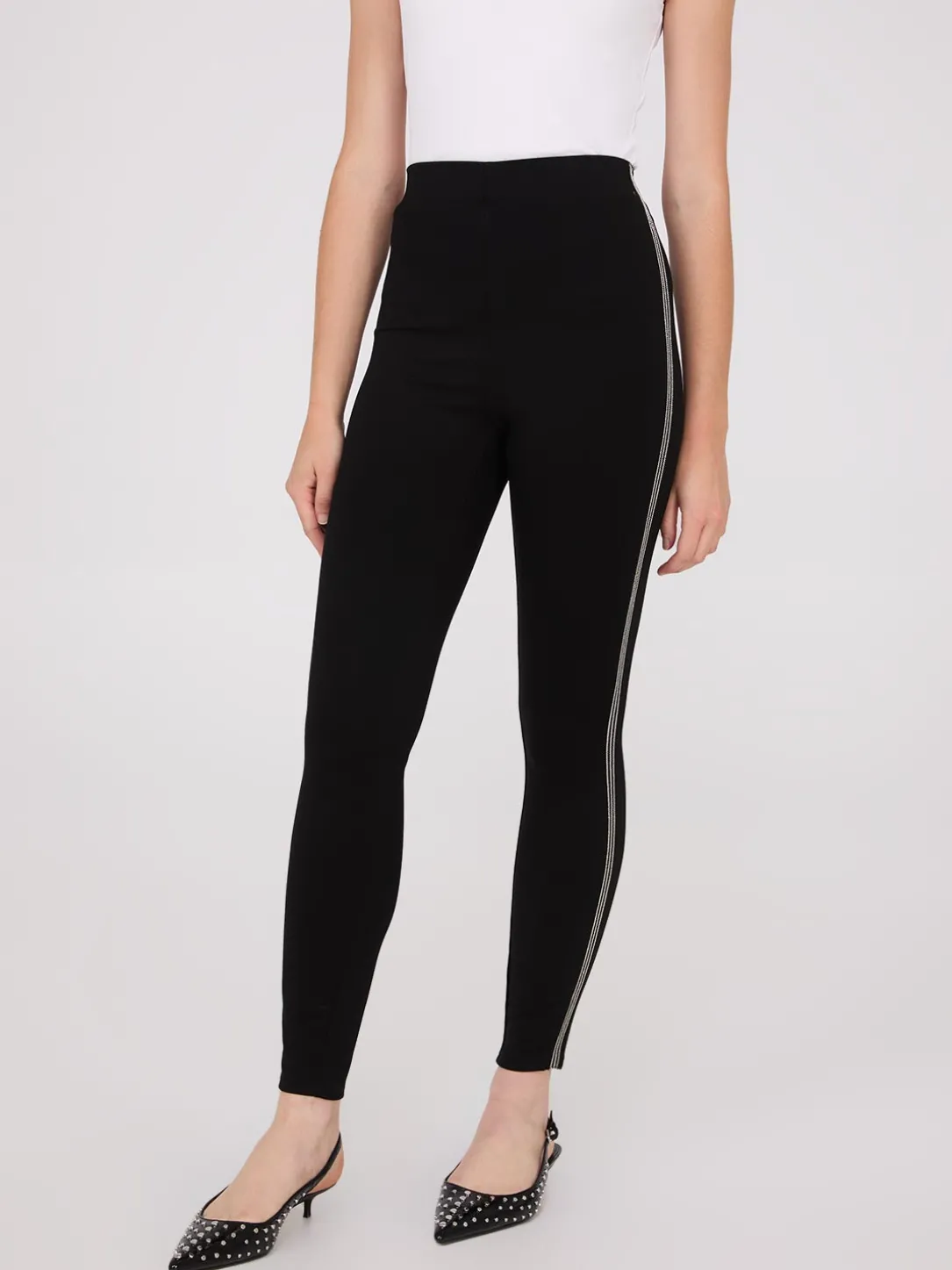 Rhinestone Side Trim Skinny Leg Pants