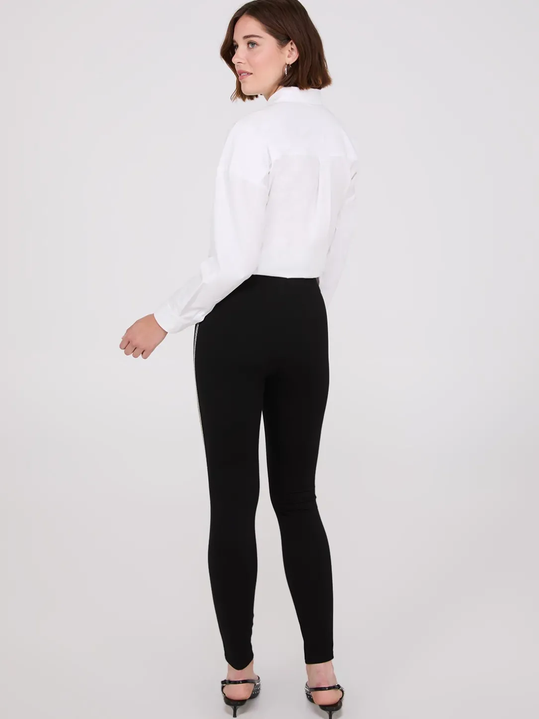 Rhinestone Side Trim Skinny Leg Pants