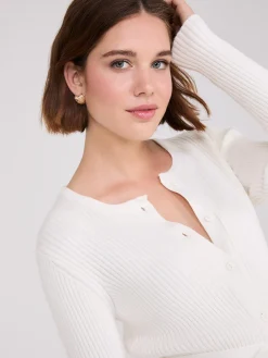 Ribbed Cardigan With Removable Faux Fur Collar
