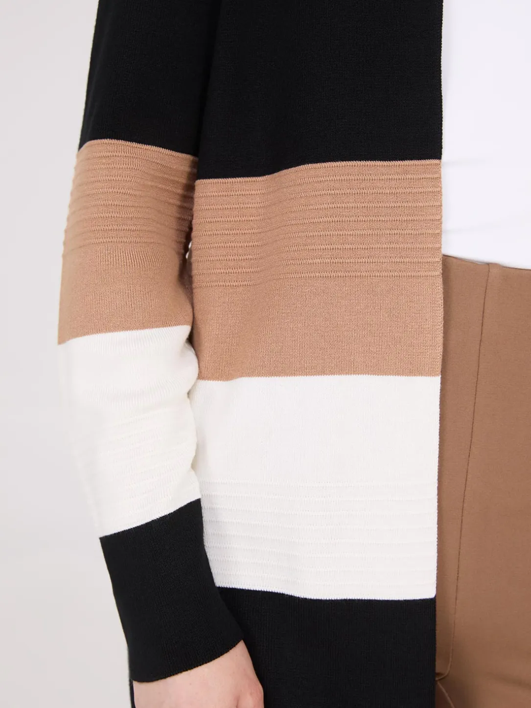 Ribbed Colour Block Open Duster