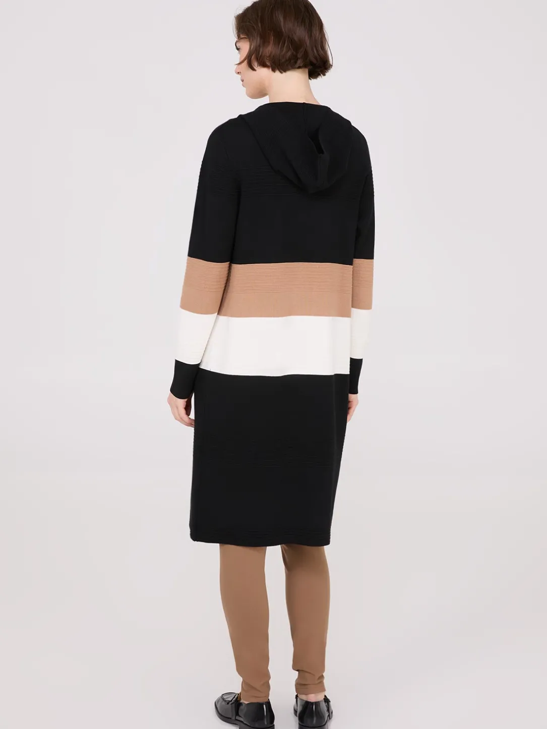 Ribbed Colour Block Open Duster