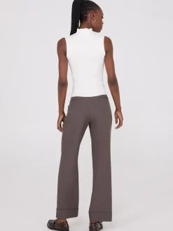 Ribbed Funnel Neck Sleeveless Sweater