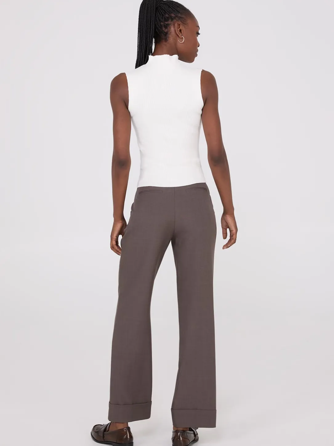 Ribbed Funnel Neck Sleeveless Sweater