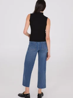 Ribbed Funnel Neck Sleeveless Sweater