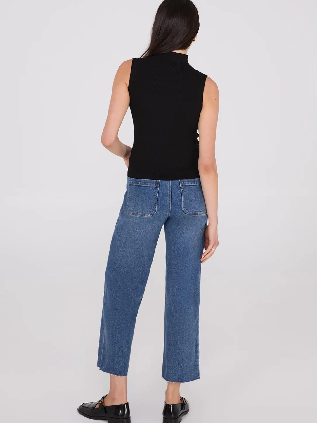 Ribbed Funnel Neck Sleeveless Sweater