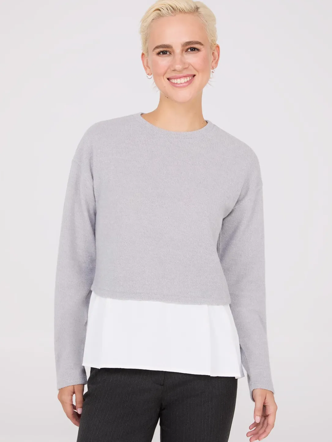 Ribbed Melange 2-Fer Top