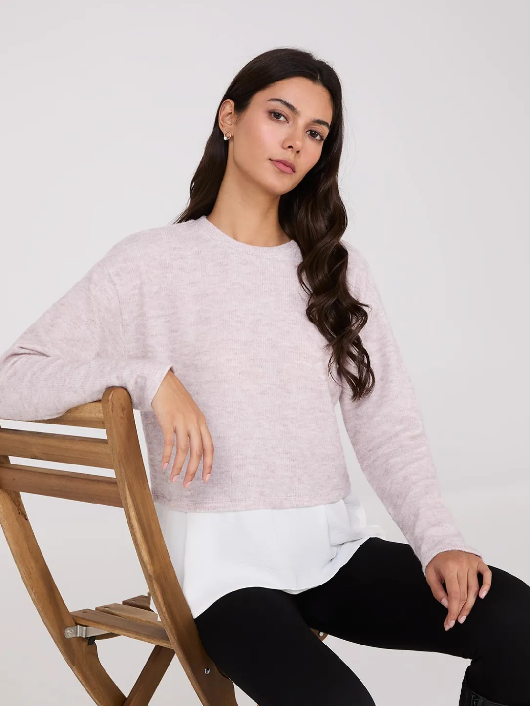 Ribbed Melange 2-Fer Top