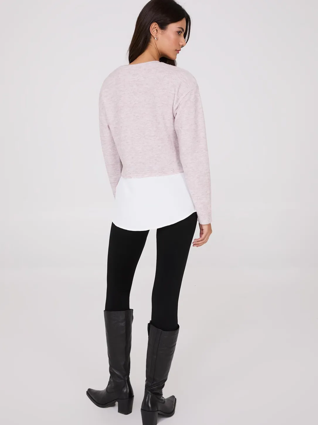 Ribbed Melange 2-Fer Top
