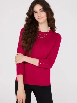 Round Neck Sweater With Button Details