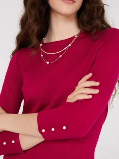 Round Neck Sweater With Button Details