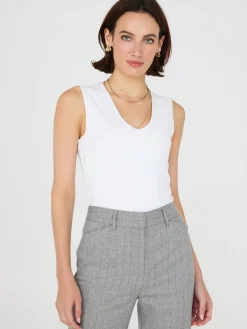 Rounded V-Neck Jersey Tank Top