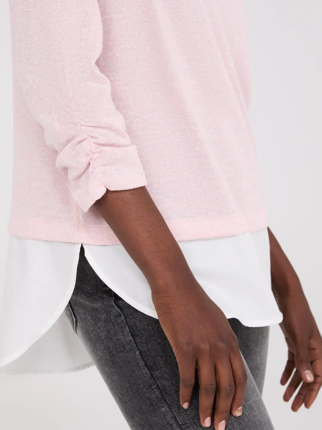 Ruched Sleeve 2-Fer Top