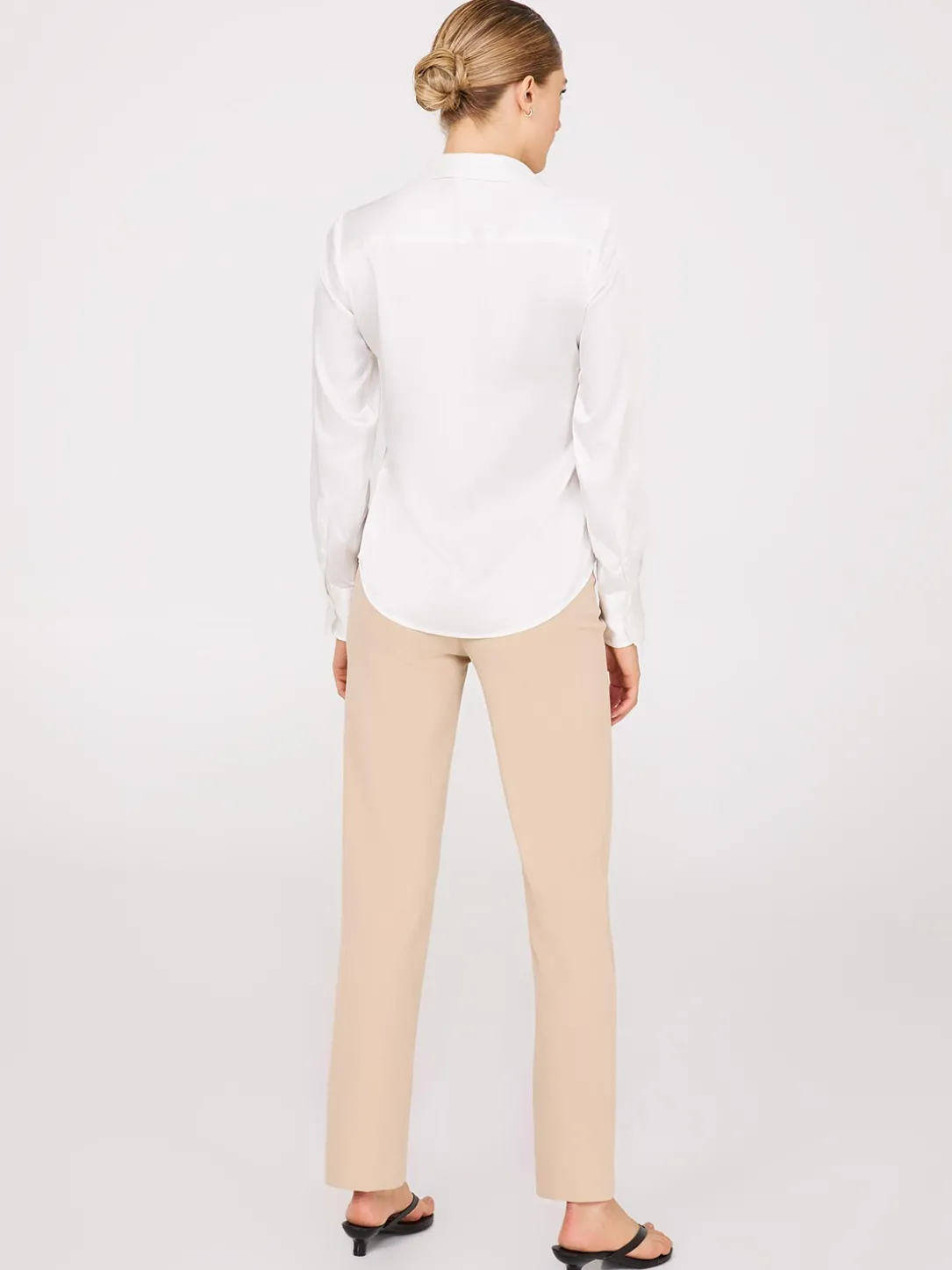 Satin Button-Front Blouse