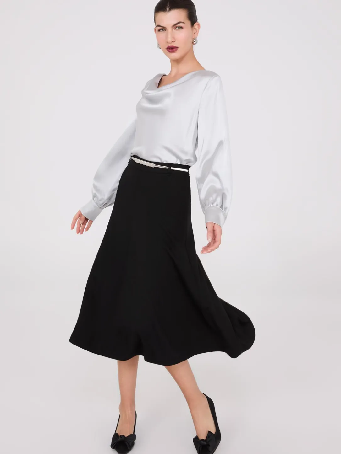 Satin Cowl Neck Blouse