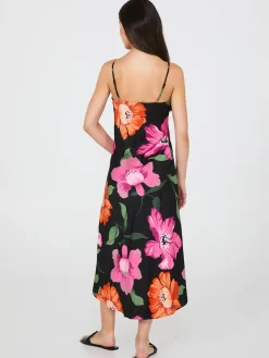 Satin Floral Print Slip Dress