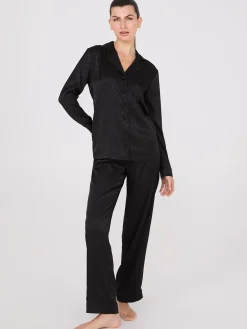 Satin Jacquard Button-Down Pajama Set