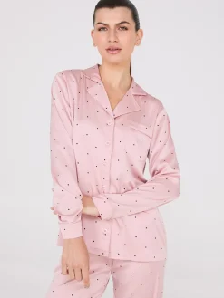 Satin Polka Dot Print Pajama Set