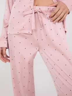 Satin Polka Dot Print Pajama Set
