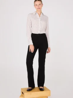 Satin Striped Button-Front Blouse