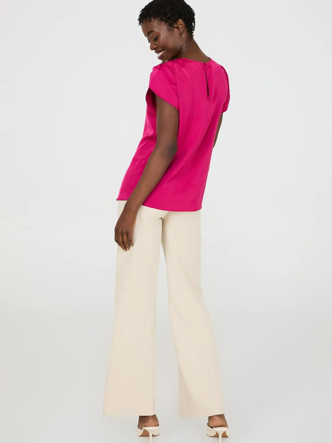 Satin Tulip Sleeve Blouse