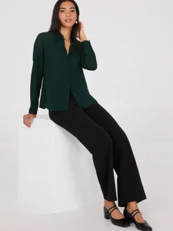 Scalloped Button-Front Blouse