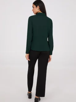 Scalloped Button-Front Blouse