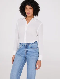 Scalloped Button-Front Blouse