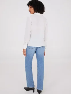 Scalloped Button-Front Blouse