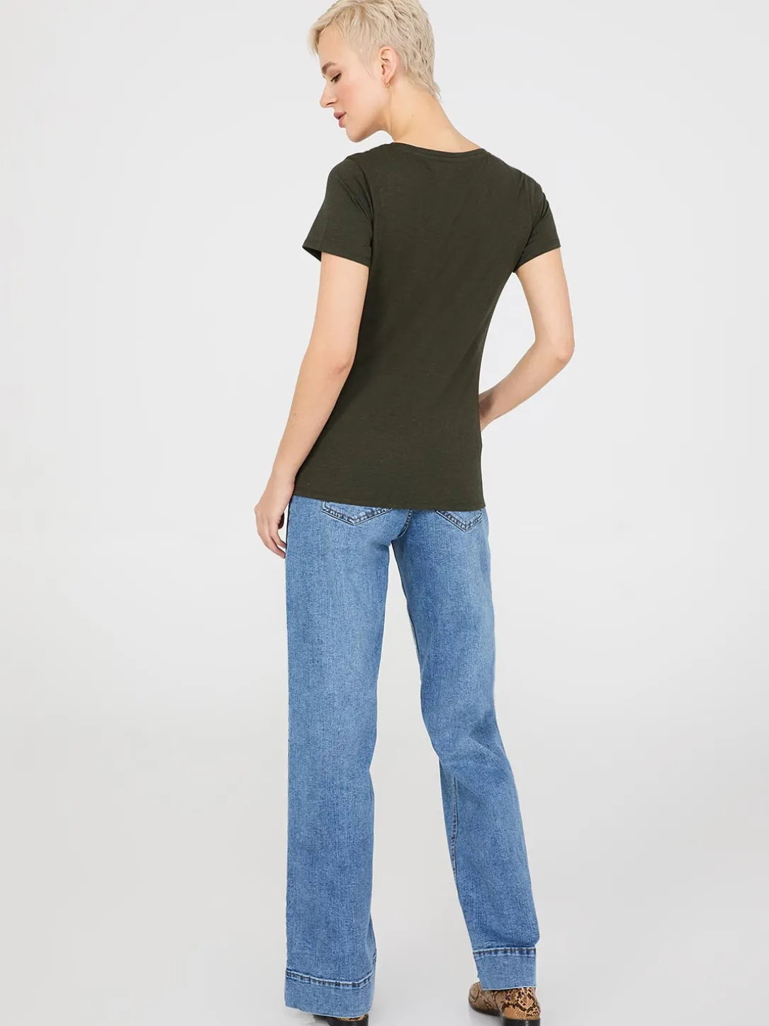Scoop Neck Melange T-Shirt