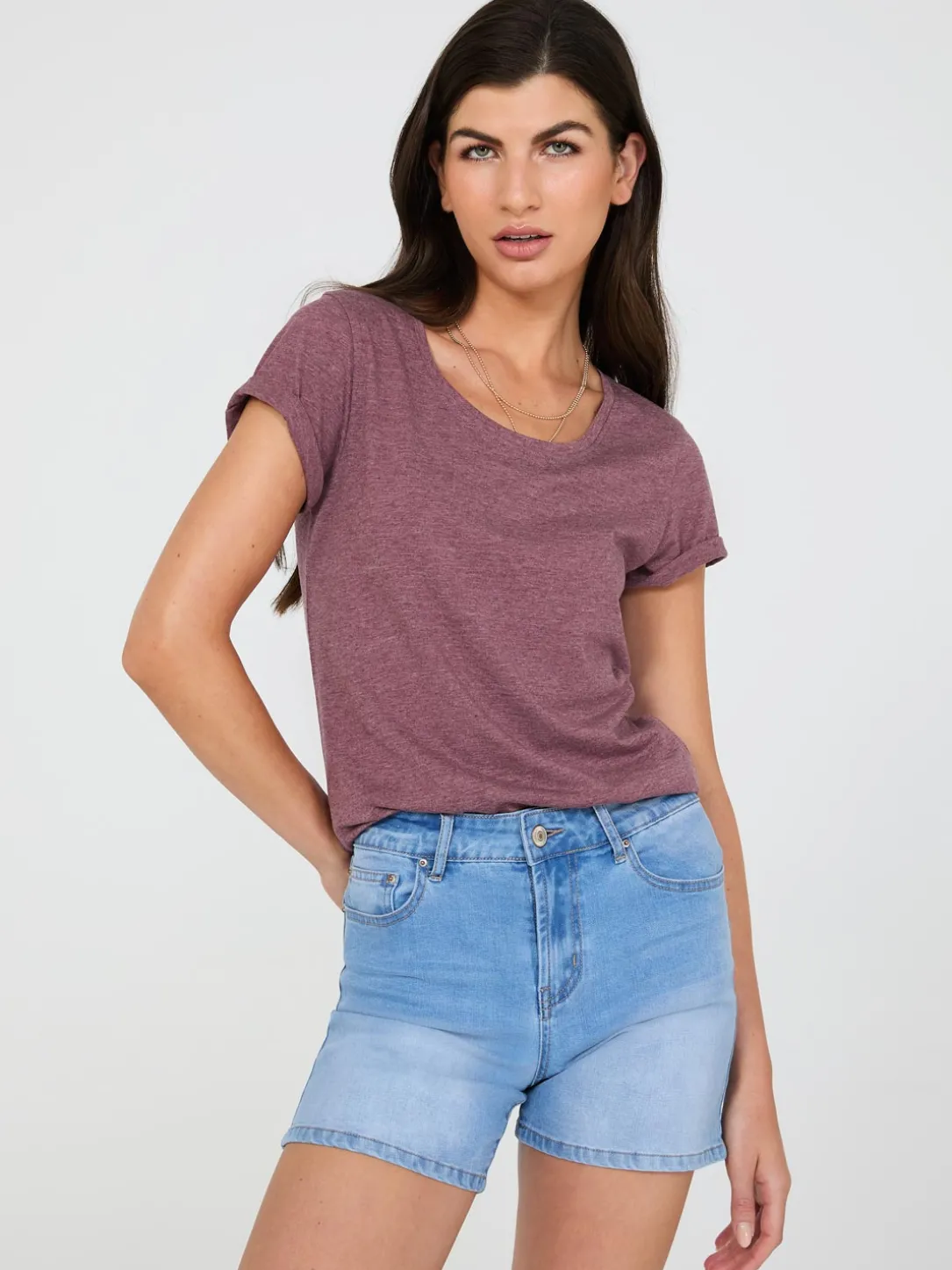 Scoop Neck Melange T-Shirt