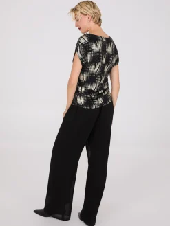 Sequin Abstract Print Short Sleeve Top