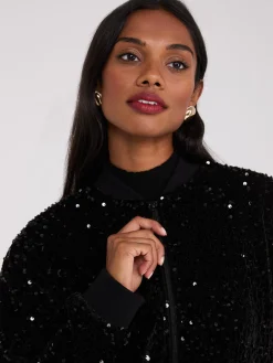 Sequin Velvet Bomber Jacket