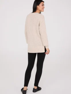 Shaker-Stitch High-Low Sweater