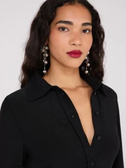Shimmer Button-Front Blouse