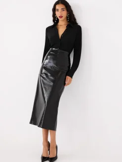 Shimmer Button-Front Blouse