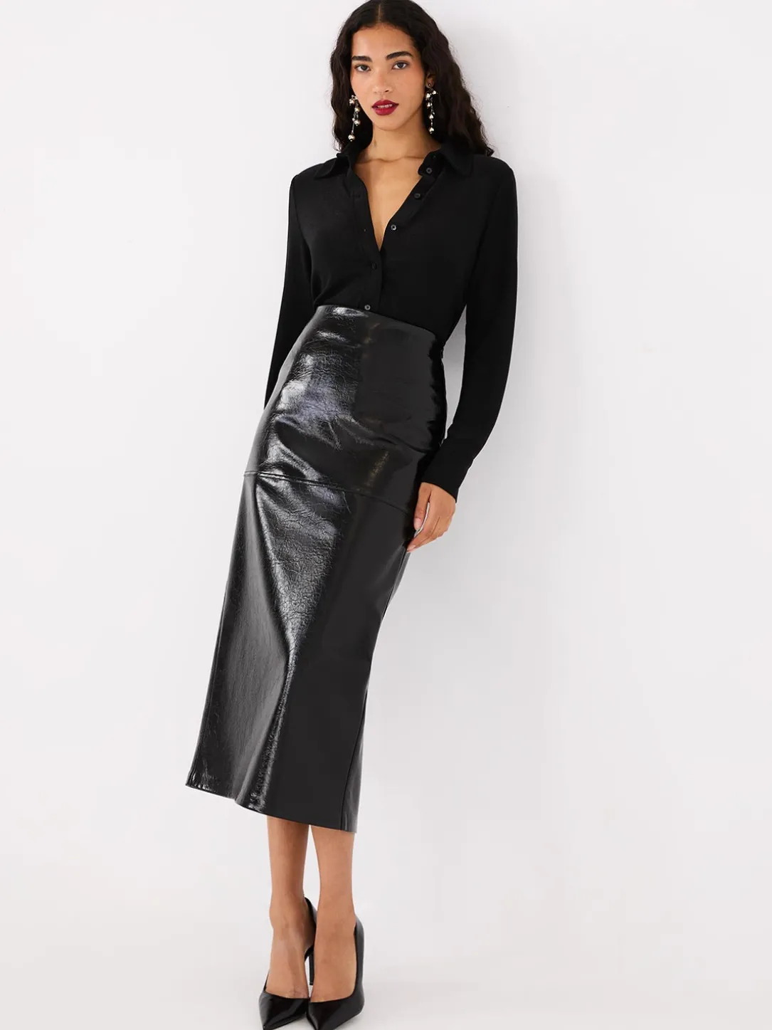 Shimmer Button-Front Blouse