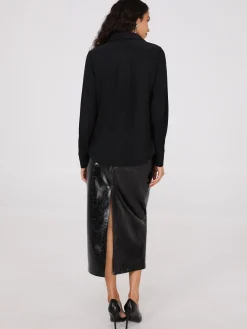 Shimmer Button-Front Blouse