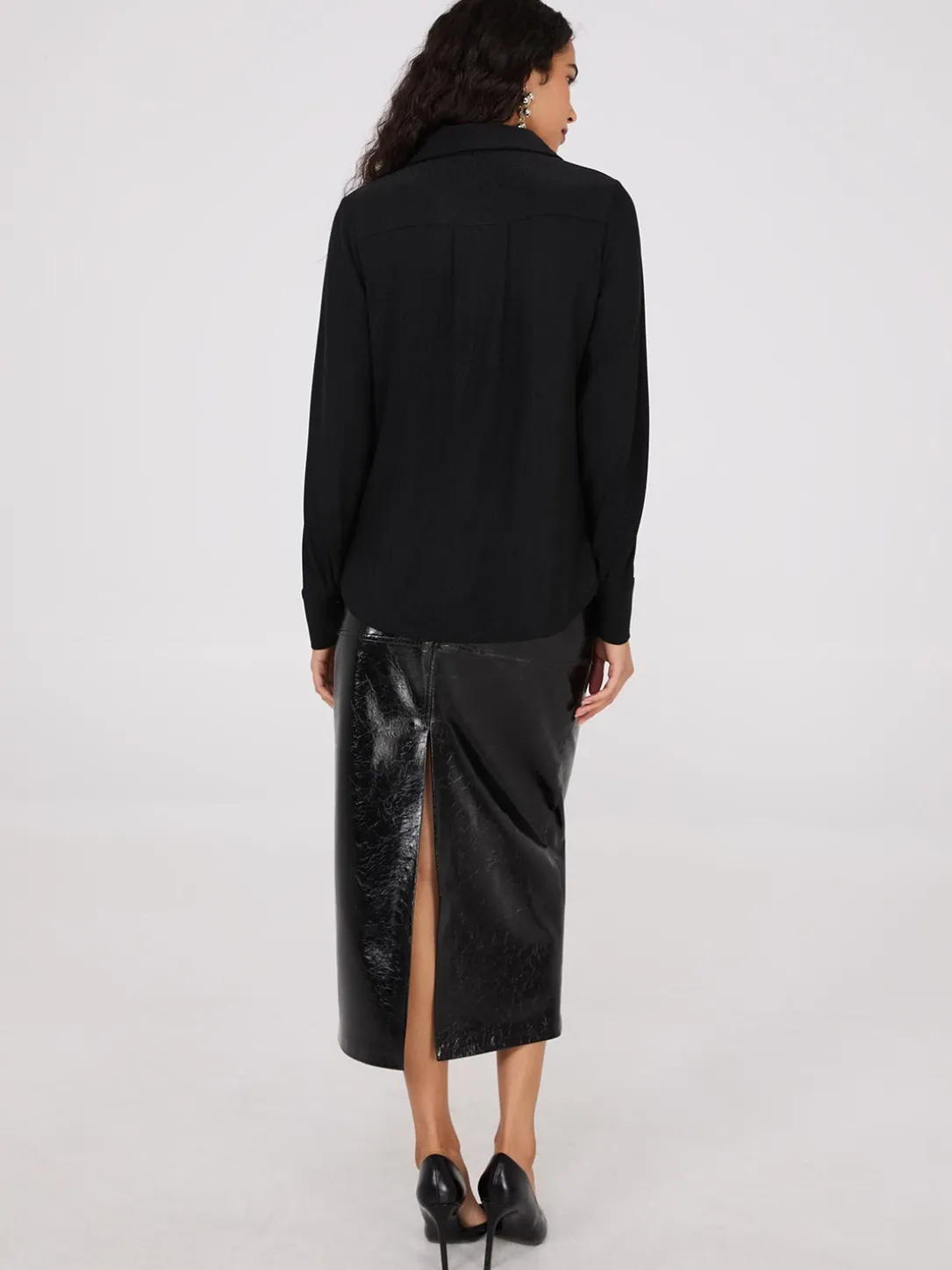 Shimmer Button-Front Blouse