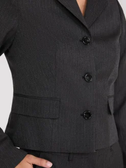 Short 3-Button Herringbone Blazer