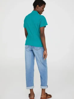 Short Dolman Sleeve Textured Mock Neck Top