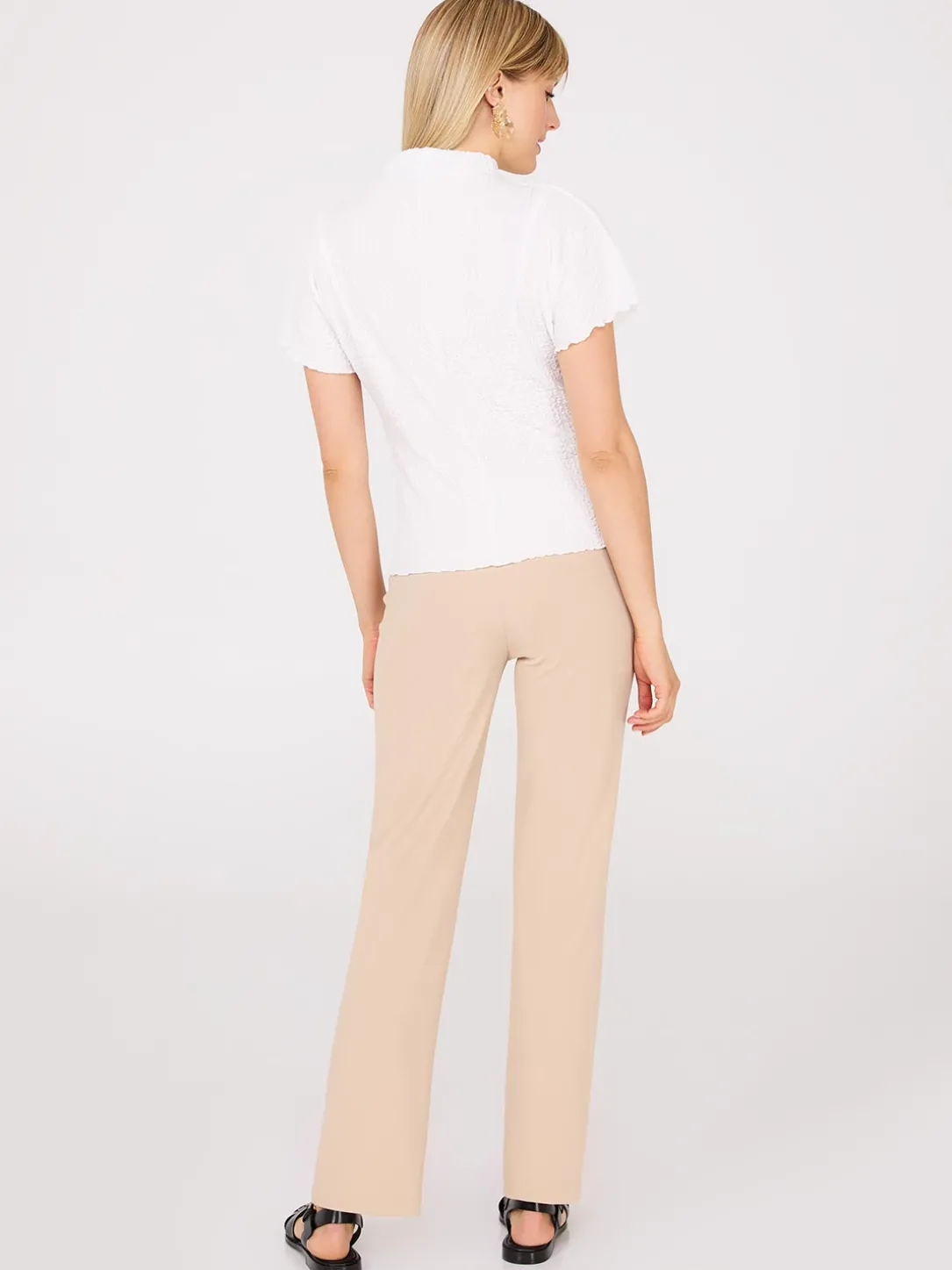 Short Dolman Sleeve Textured Mock Neck Top