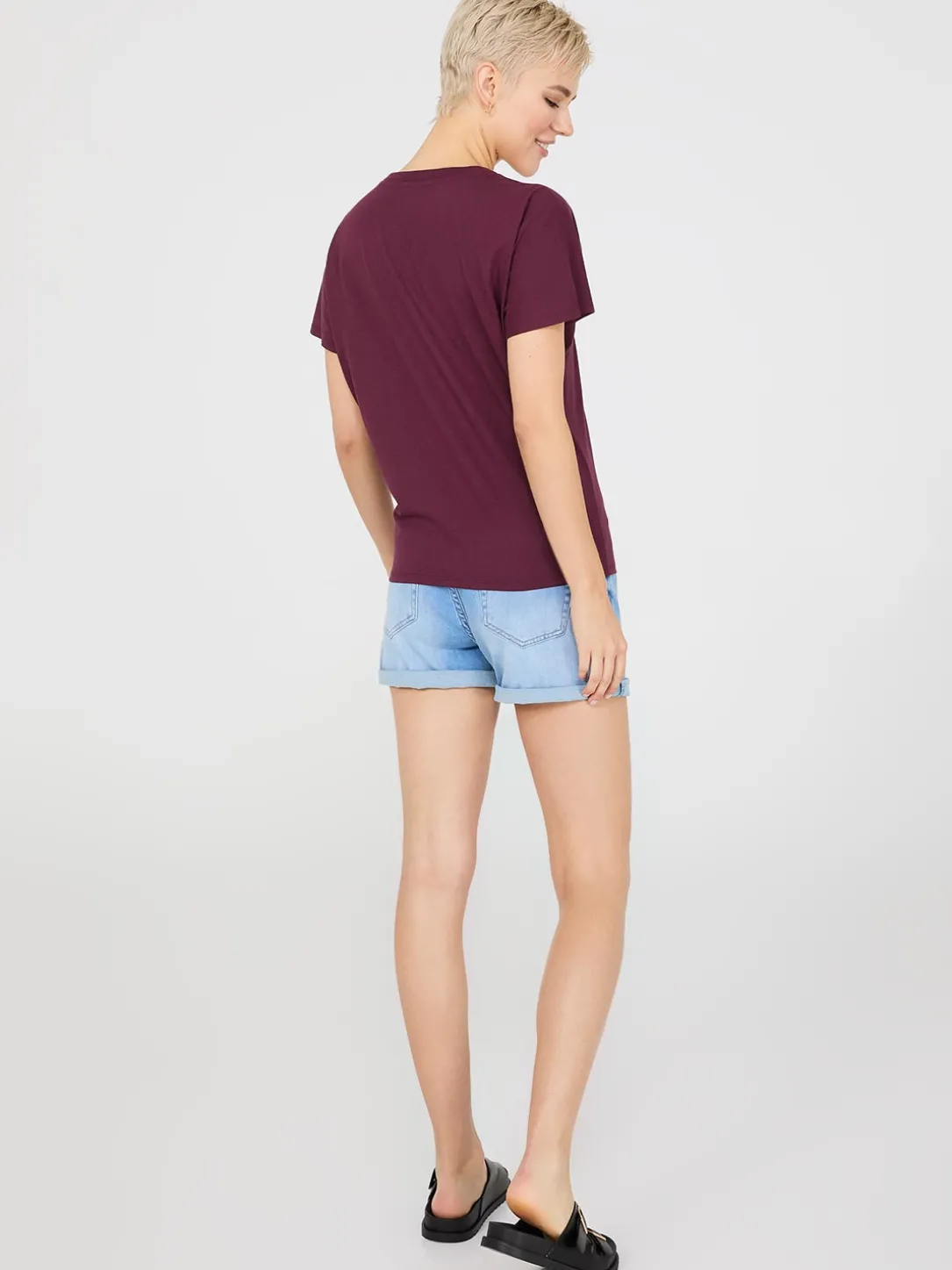 Short Dolman Sleeve V-Neck T-Shirt