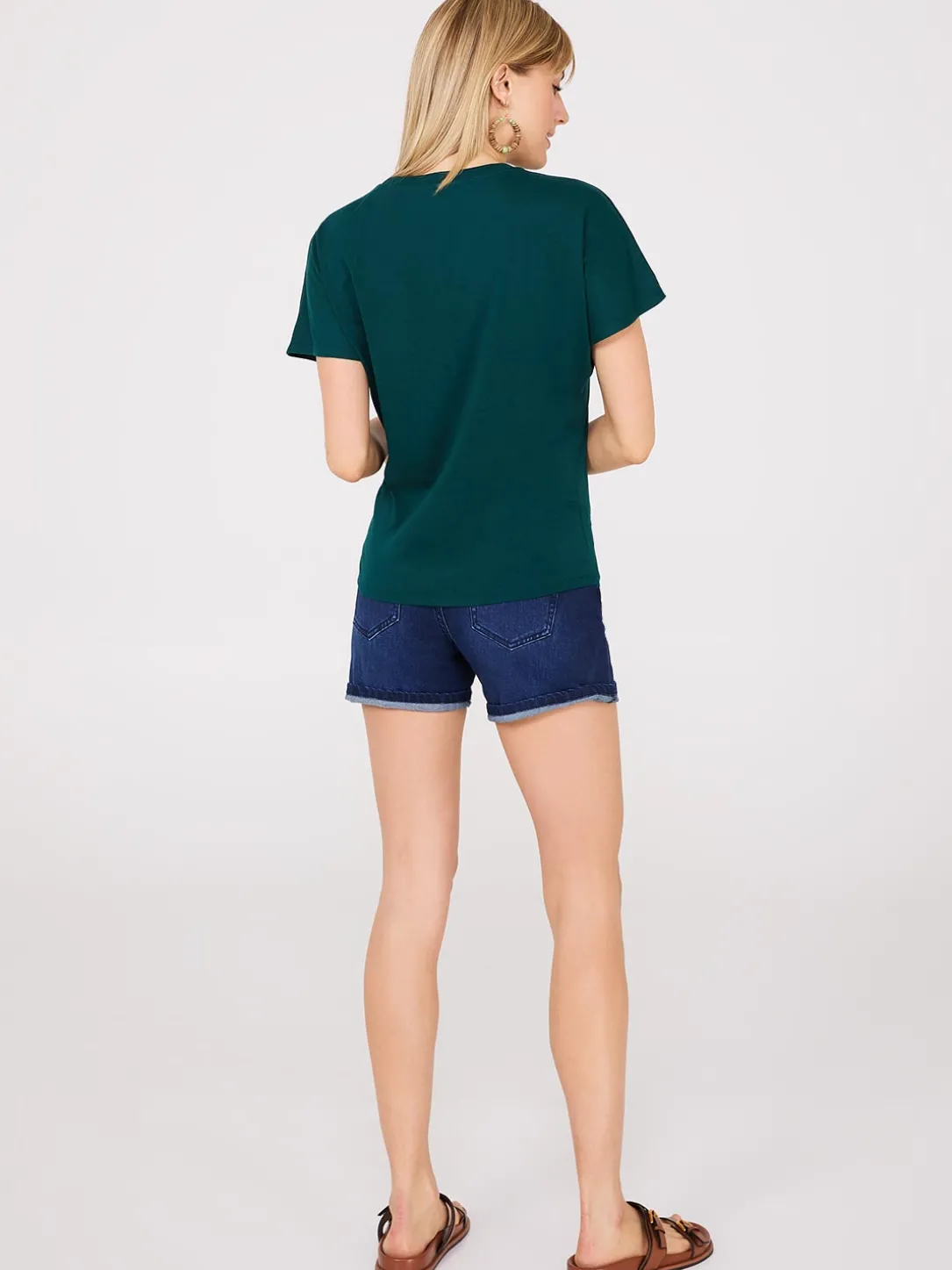 Short Dolman Sleeve V-Neck T-Shirt