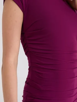 Short Raglan Sleeve Top With Side Pleats