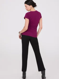 Short Raglan Sleeve Top With Side Pleats