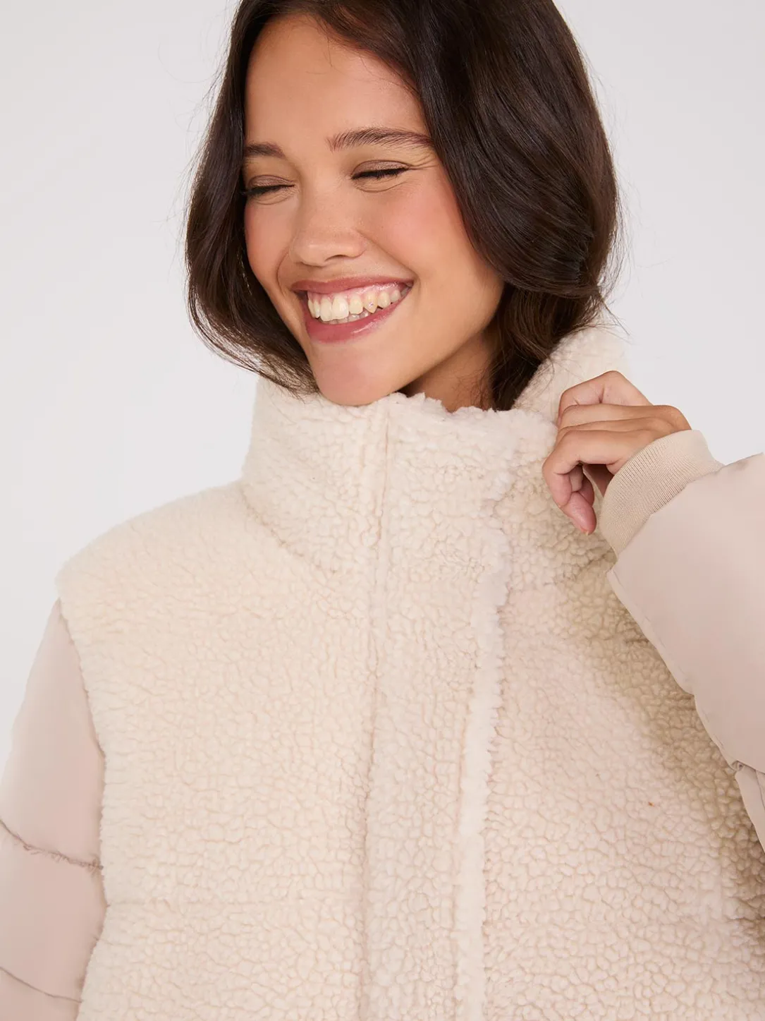 Short Shearling Puffer Jacket